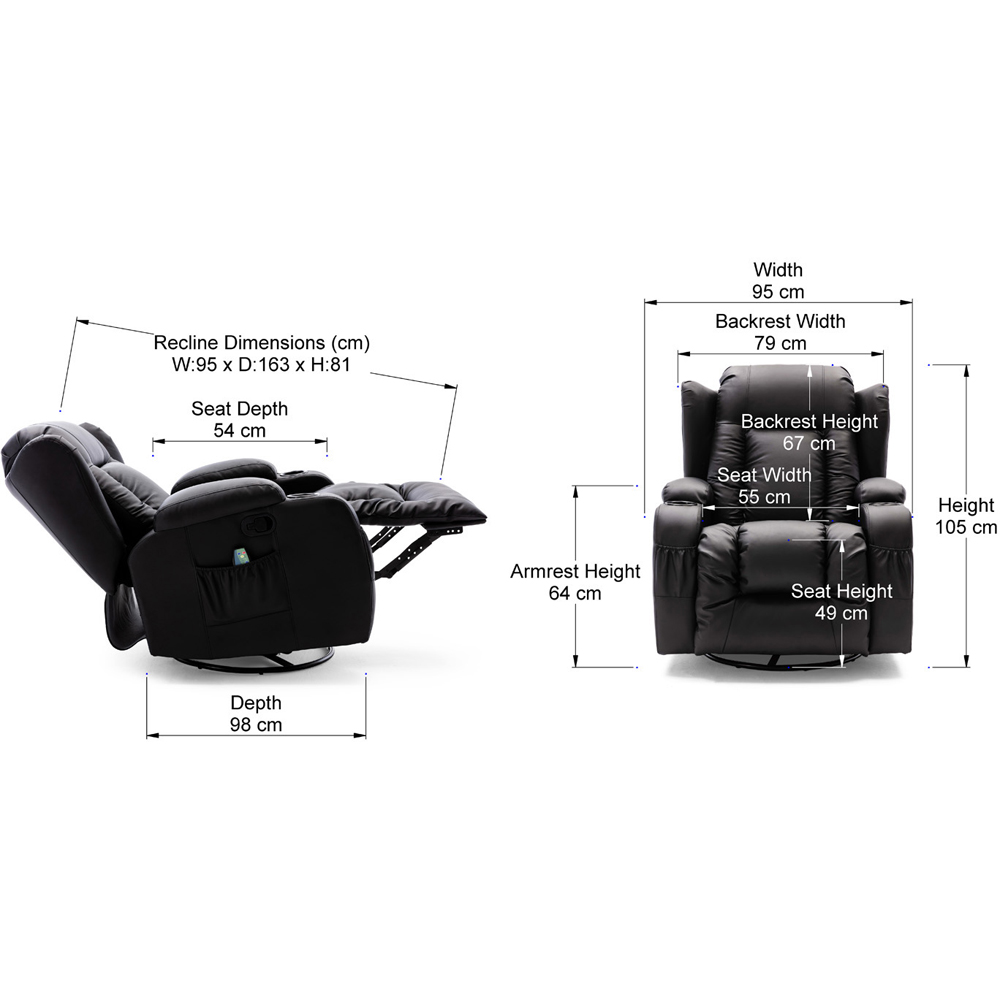 Furniture Online Caesar Black Bonded Leather Recliner Chair Image 8