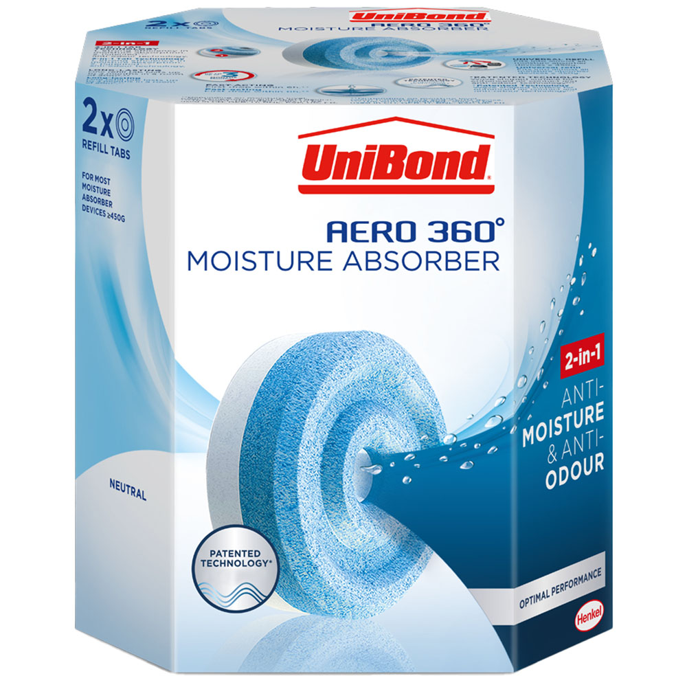 UniBond Aero 360 2 Pack 450g Neutral Moisture Absorber Refills Image 1