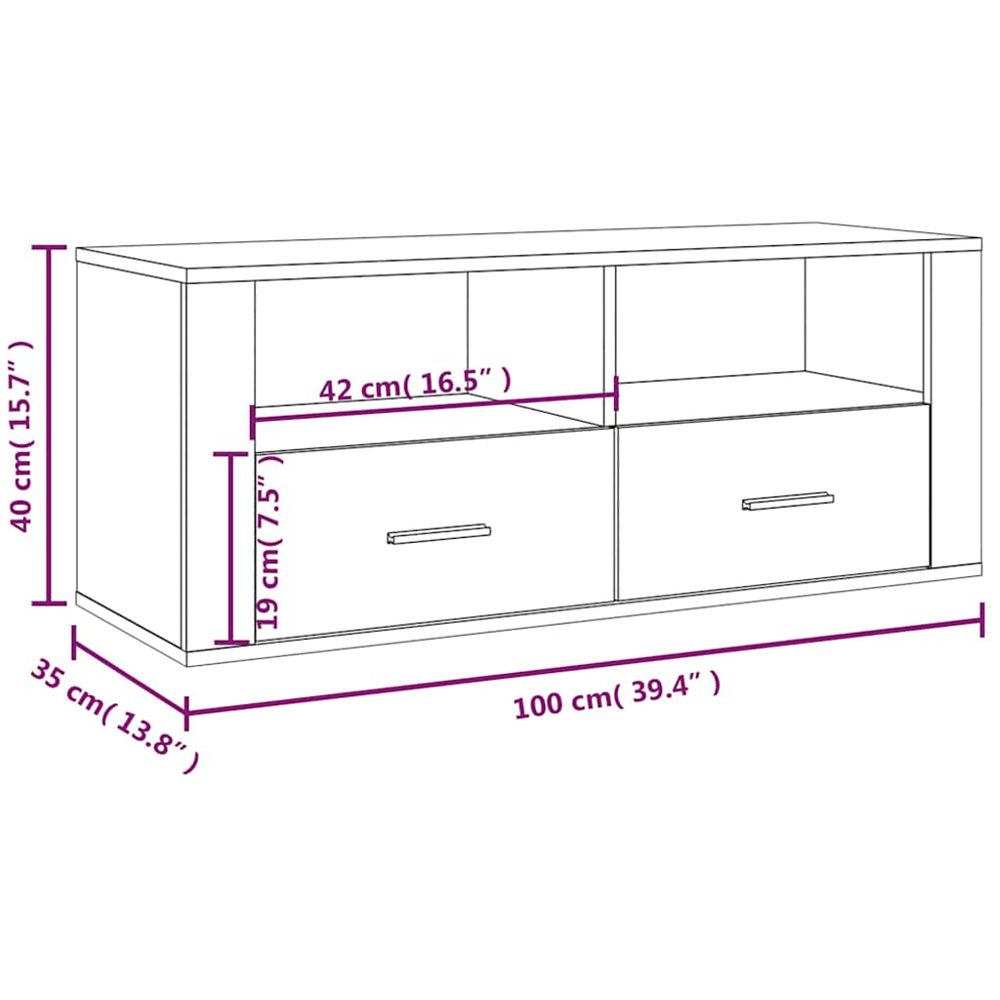 vidaXL 2 Drawer 2 Shelf Grey TV Cabinet Image 9