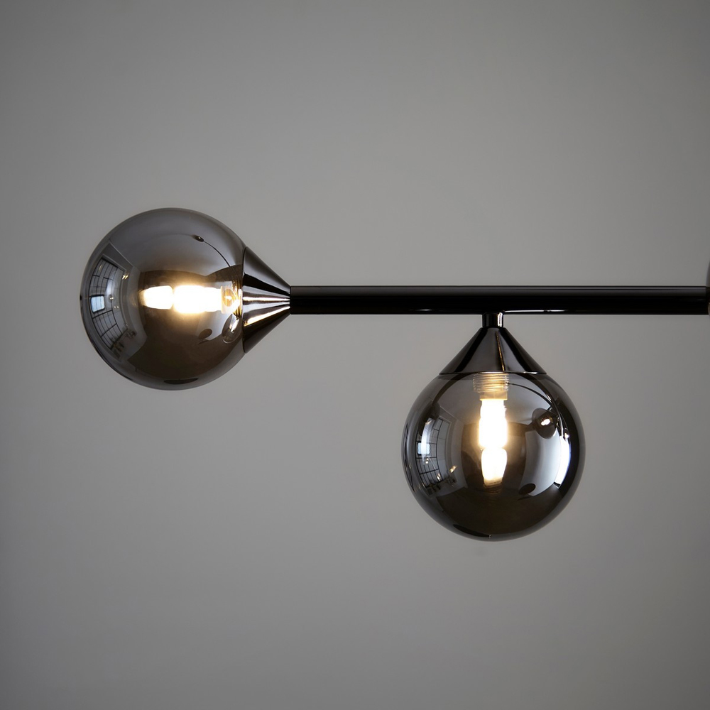 Merano Grosseto Smoked Mirror Glass Black Chrome Bar Ceiling Light Image 6