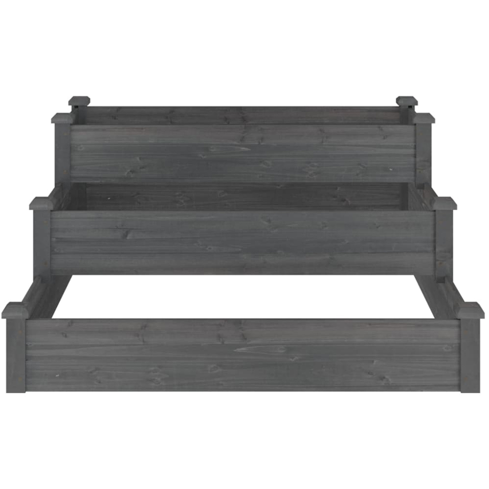 vidaXL 3 Tier Grey Fir Wood Raised Garden Bed 56 x 120 x 120cm Image 3