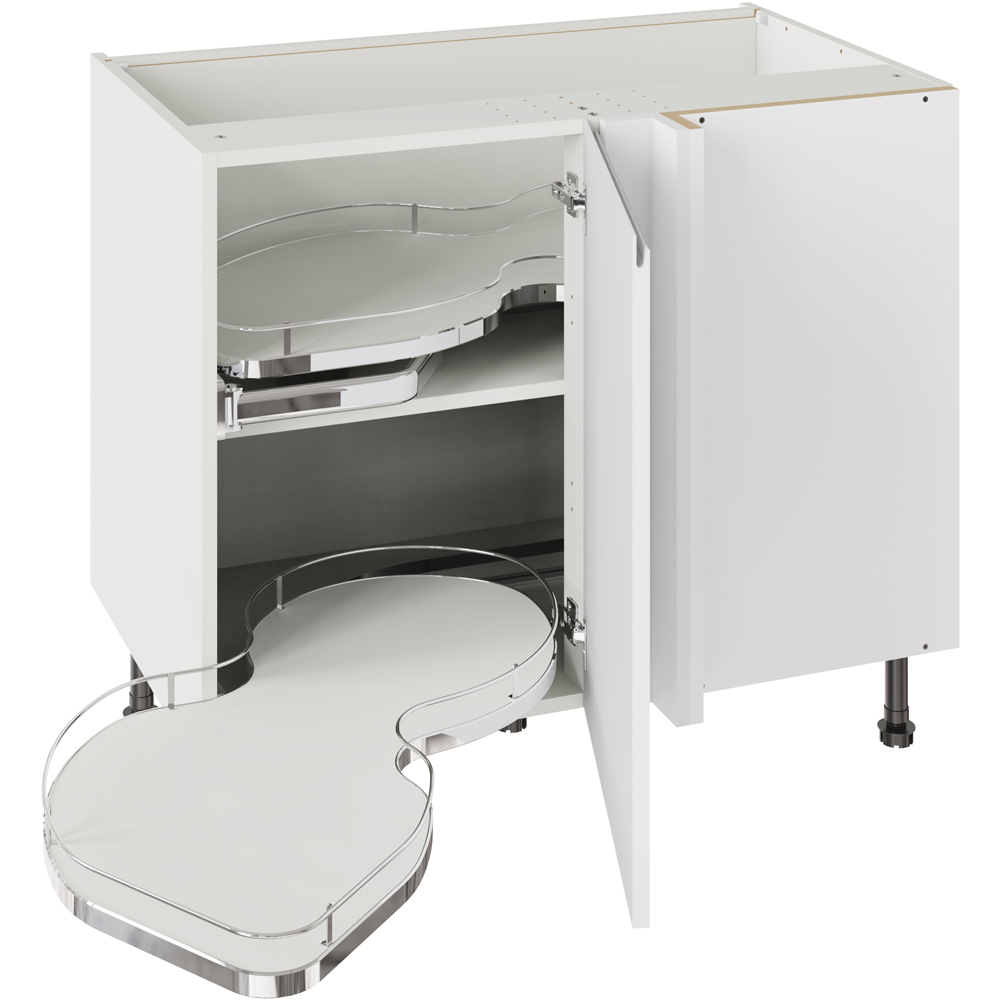 Kitchen Kit J-Pull Gloss White Base Kitchen Cabinet with Nuvola Blind Corner Flatpack 1000mm Image 1