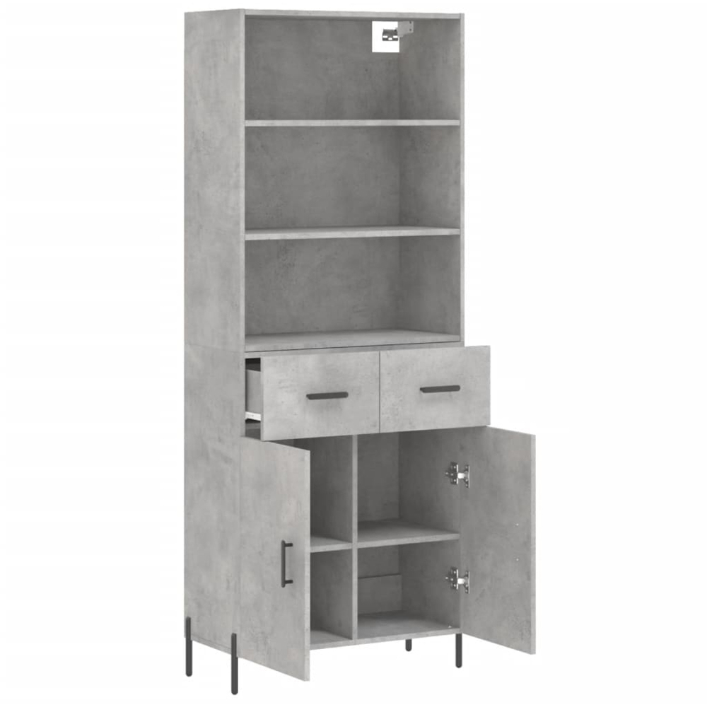 vidaXL 2 Door 2 Drawer 3 Shelf Concrete Grey Highboard Image 4