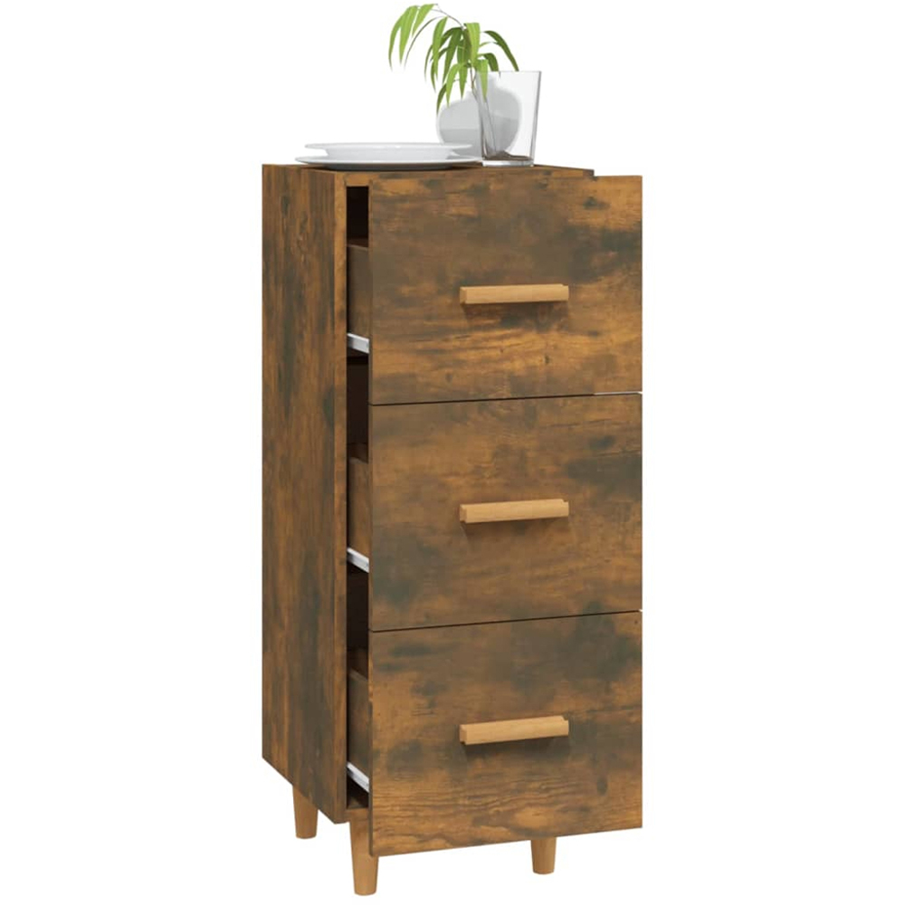 vidaXL 3 Drawer Smoked Oak Sideboard Image 4
