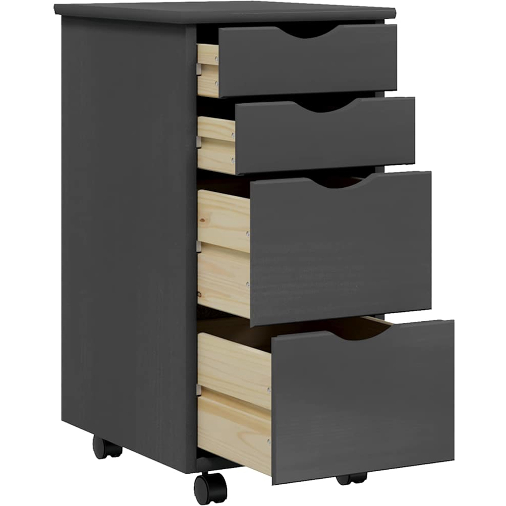 vidaXL 4 Drawer Grey Rolling Storage Cabinet Image 4