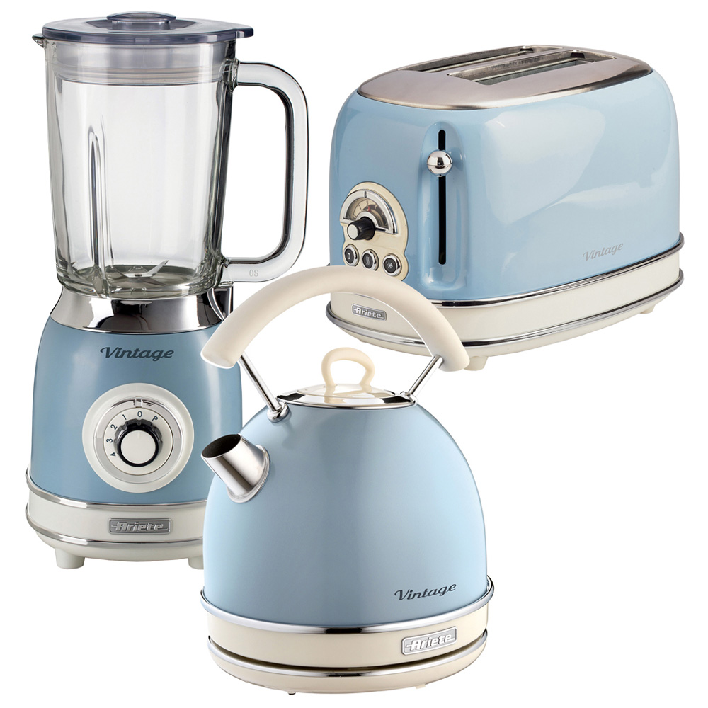 Ariete ARPK27 Blue Dome Kettle 2 Slice Toaster and Glass Blender Set Image 1