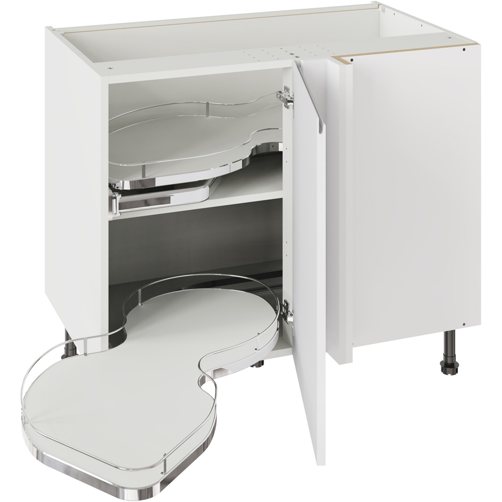 Kitchen Kit J-Pull Matt White Base Kitchen Cabinet with Nuvola Blind Corner Flatpack 1000mm Image 1