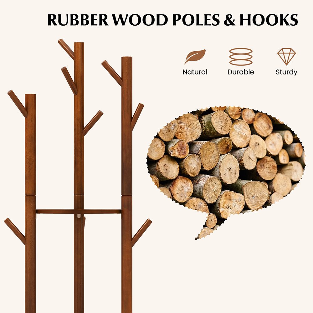 Costway Freestanding Wooden Coat Tree Image 6