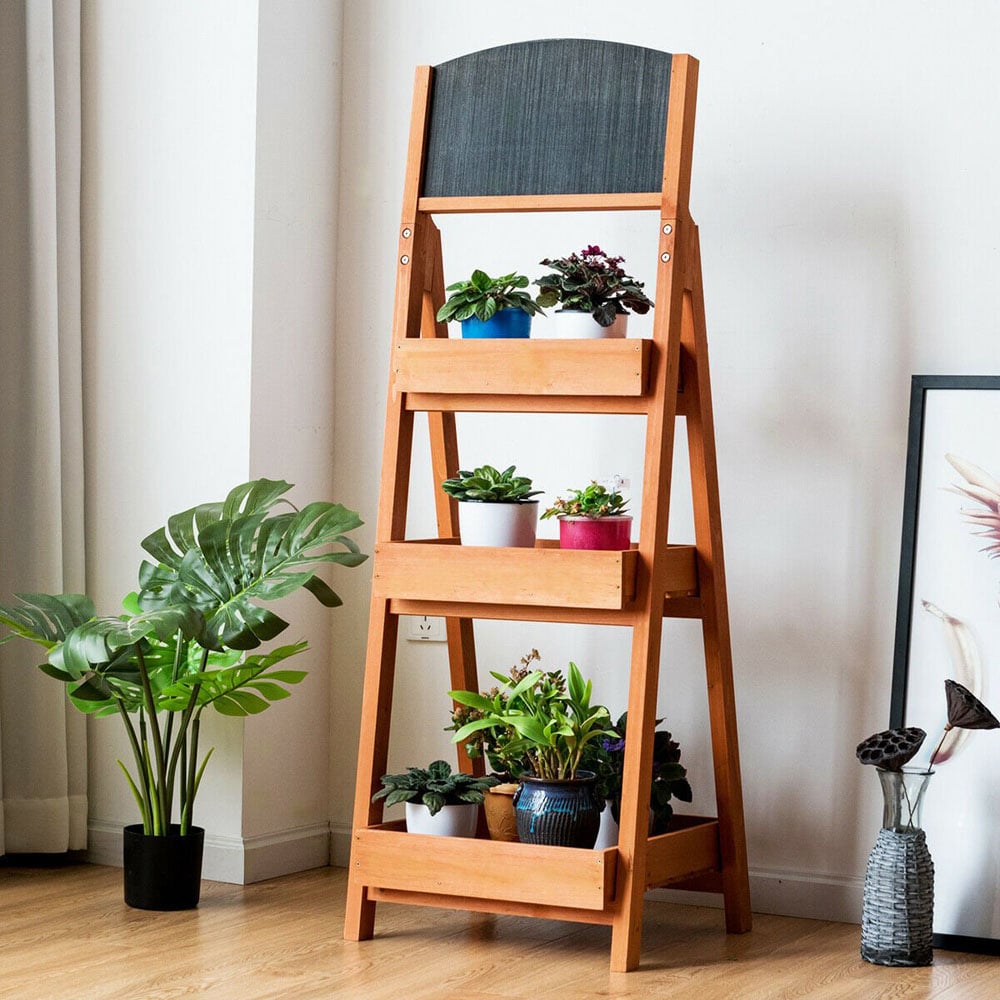 Costway 3 Tier Ladder Rack with Blackboard Image 6