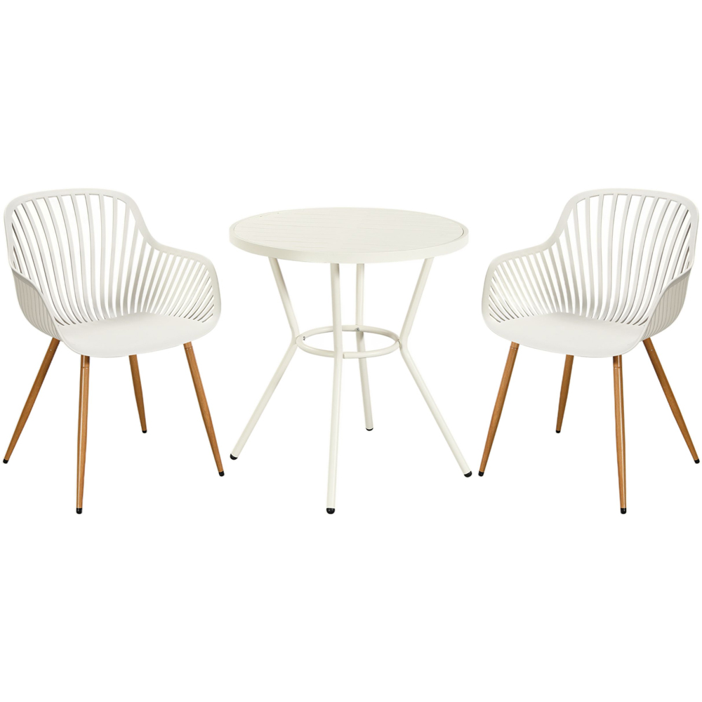 Core Products 2 Seater White Sunray Design Round Plastic Table Garden Bistro Set Image 2