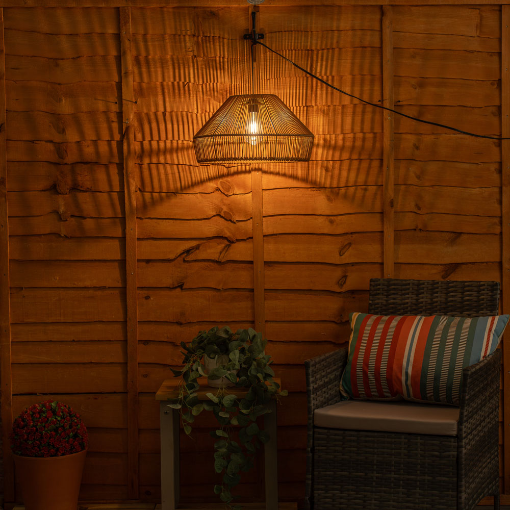 ValueLights Rattan Outdoor Solar Overhead Pendant Light Image 5