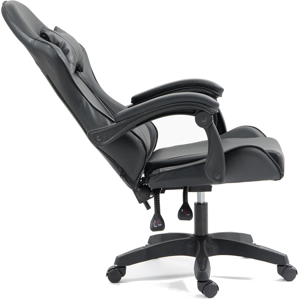 Home Treats Black Reclining Gaming Chair with Lumber Cushion Image 4