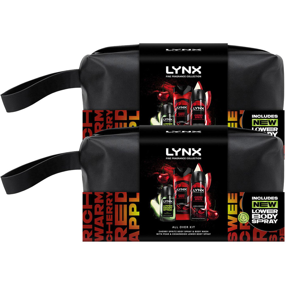 Lynx Fine Fragrance Cherry Spritz and Pear Scent Washbag Gift Set 2 Pack Image 1