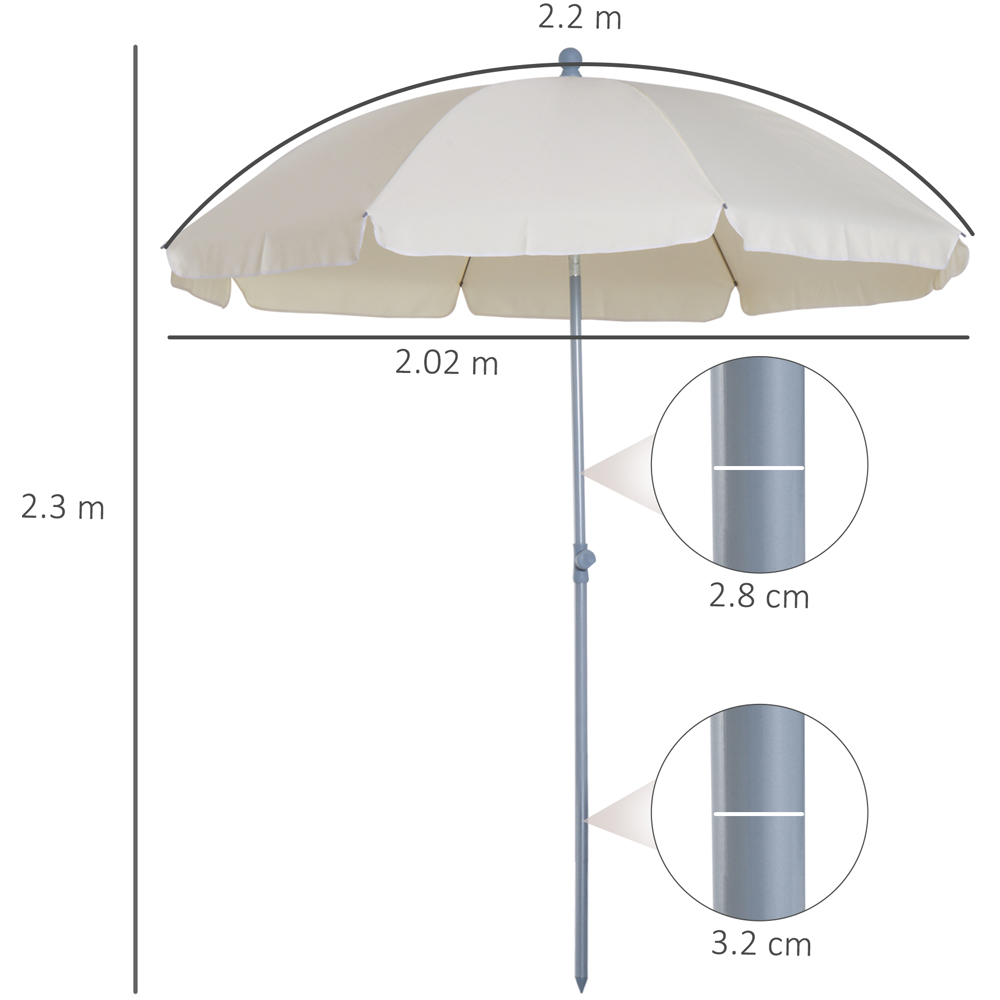 Outsunny Cream White Tilting Parasol 2.2m Image 7