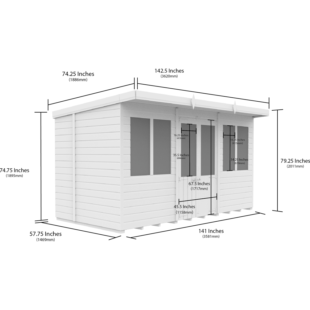 DIY Sheds 12 x 5ft Tongue and Groove Timber Pent Summerhouse Image 8