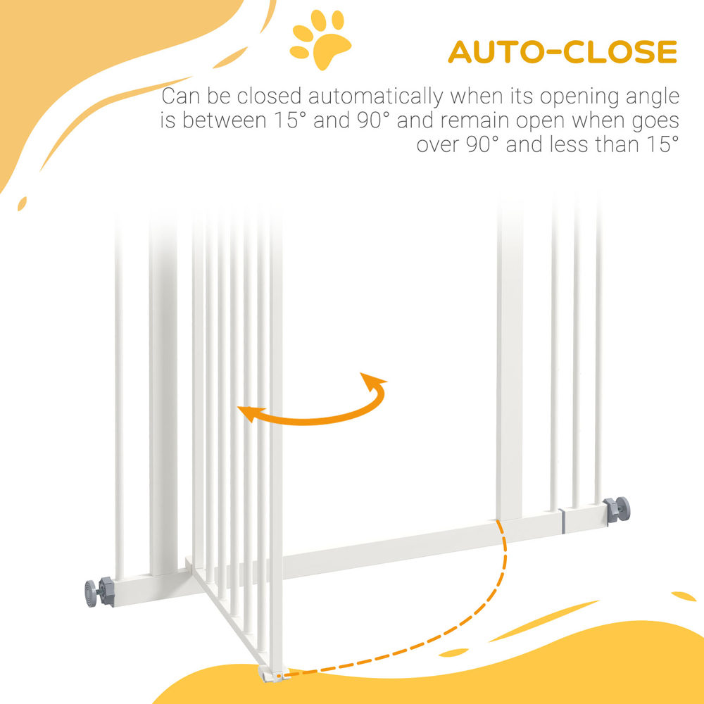 PawHut White 74-87cm Adjustable Metal Pet Safety Gate Image 5