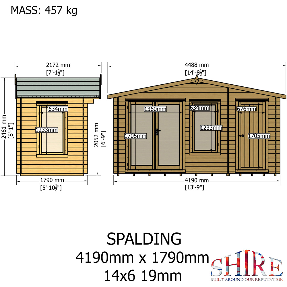 Shire Spalding 14 x 6ft Dual-Purpose Apex Garden Log Cabin with Integral Storage Image 9