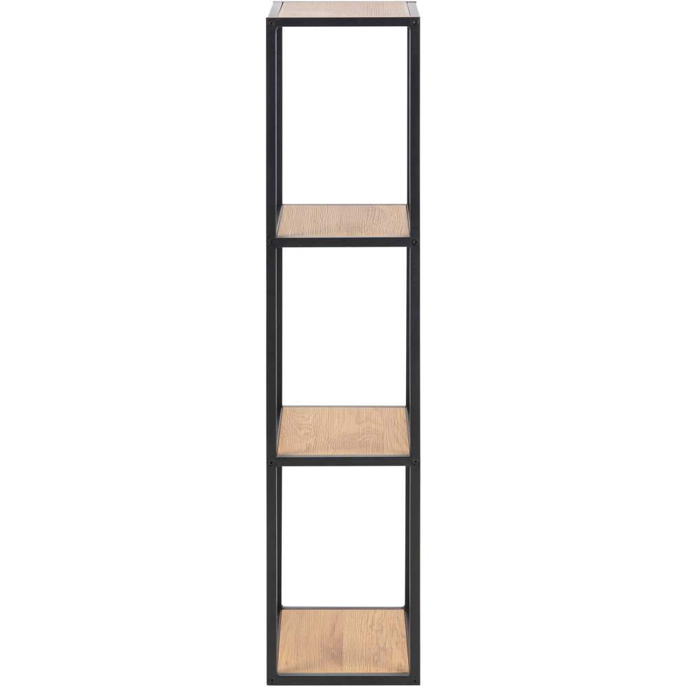 Florence Seaford 3 Shelf Oak and Black Metal Wall Shelf Image 4