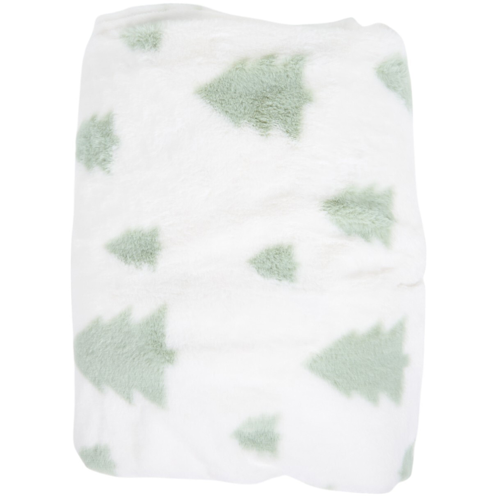 Sage Christmas Tree Faux Fur Throw - Sage Image 2
