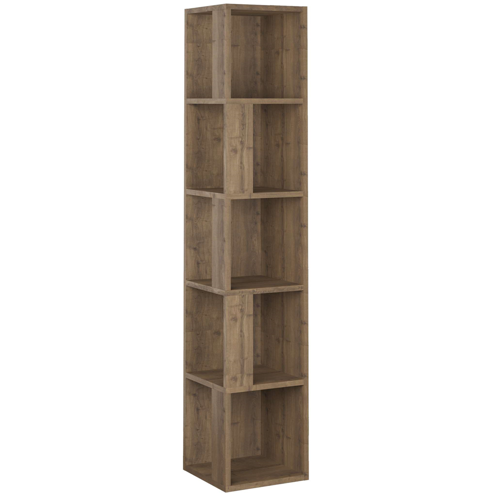 Decortie Piano Dark Oak Effect Tall Corner Bookcase Image 2
