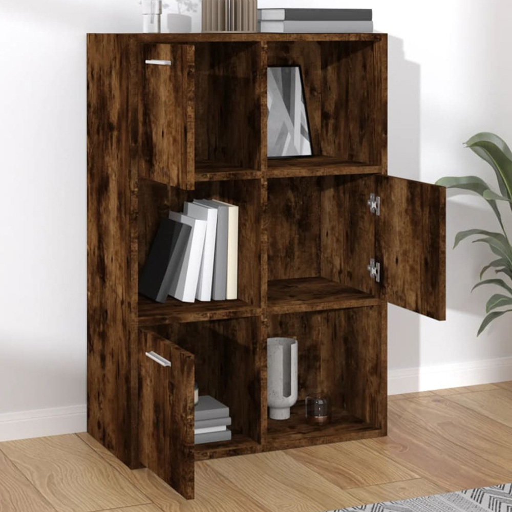vidaXL 3 Door 3 Shelf Smoked Oak Storage Cabinet Image 1