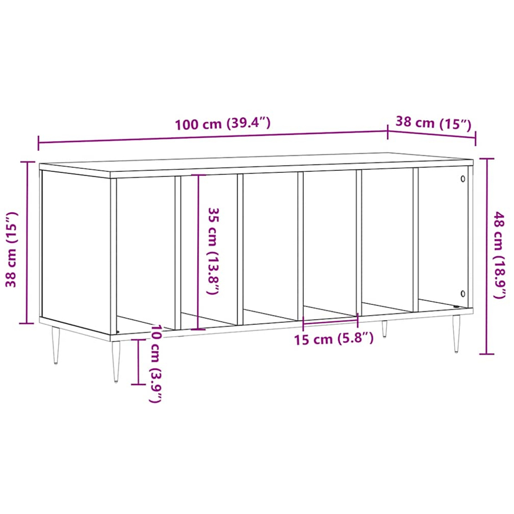 vidaXL 6 Shelf Sonoma Oak Record Cabinet Image 9