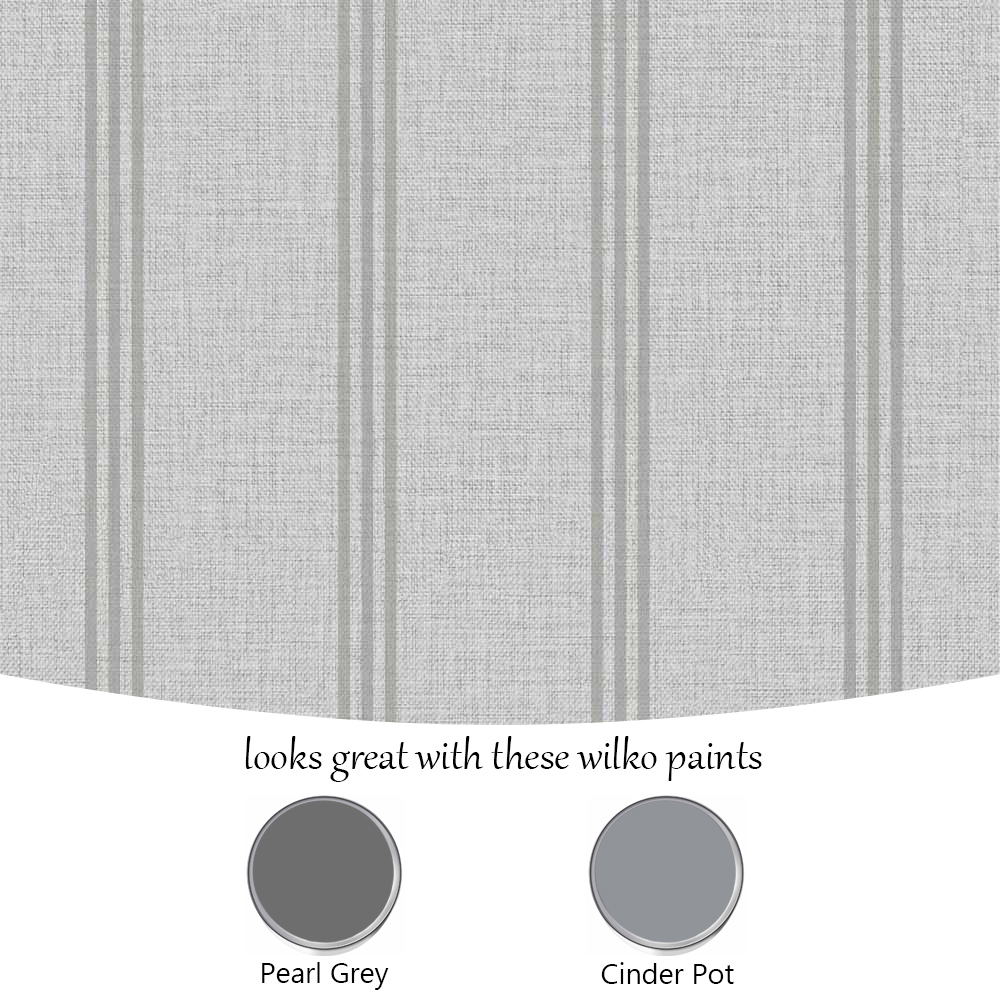 Superfresco Colours Linen Ticking Stripe Grey Wallpaper Image 4