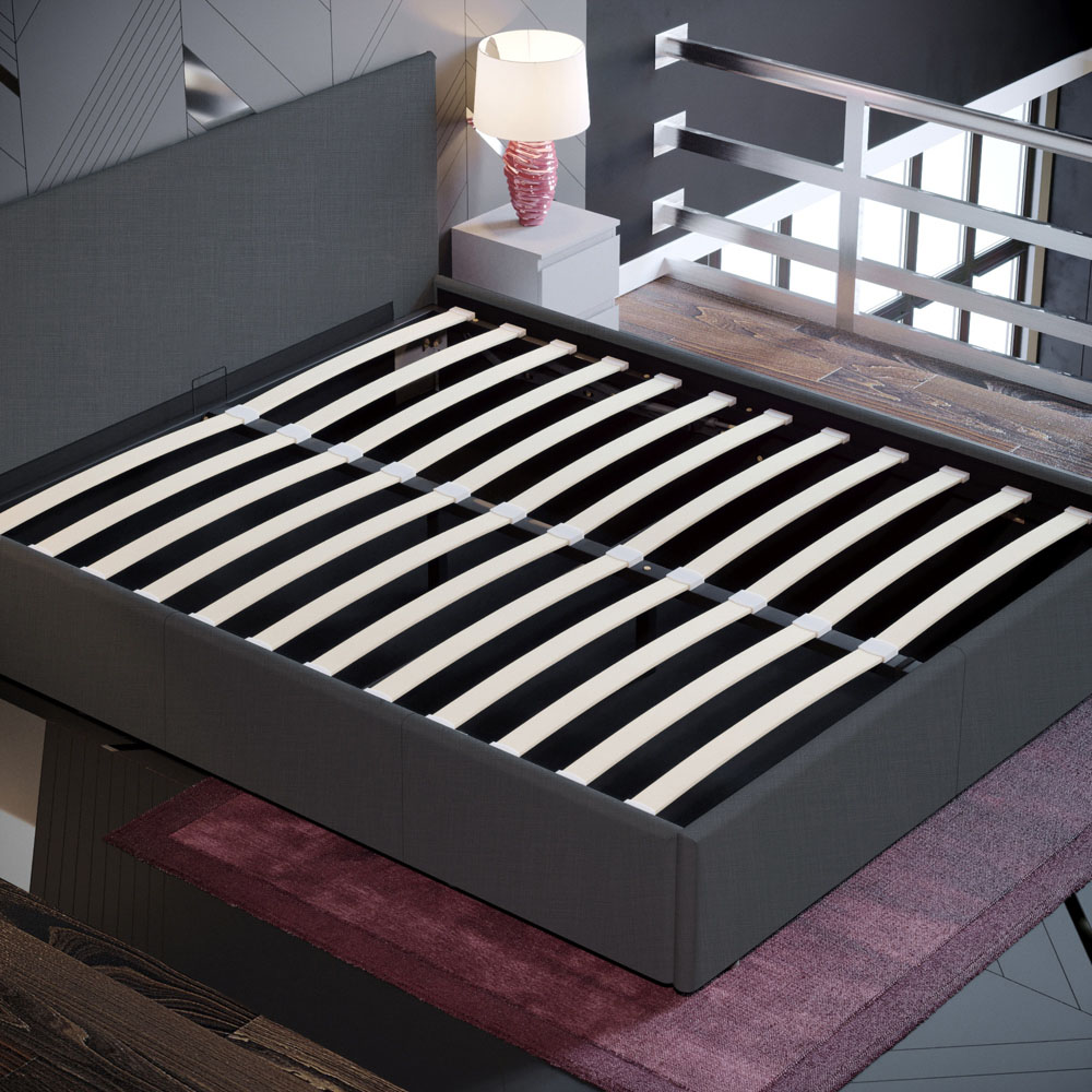 Vida Designs Veronica King Size Dark Grey Linen Ottoman Bed Image 5