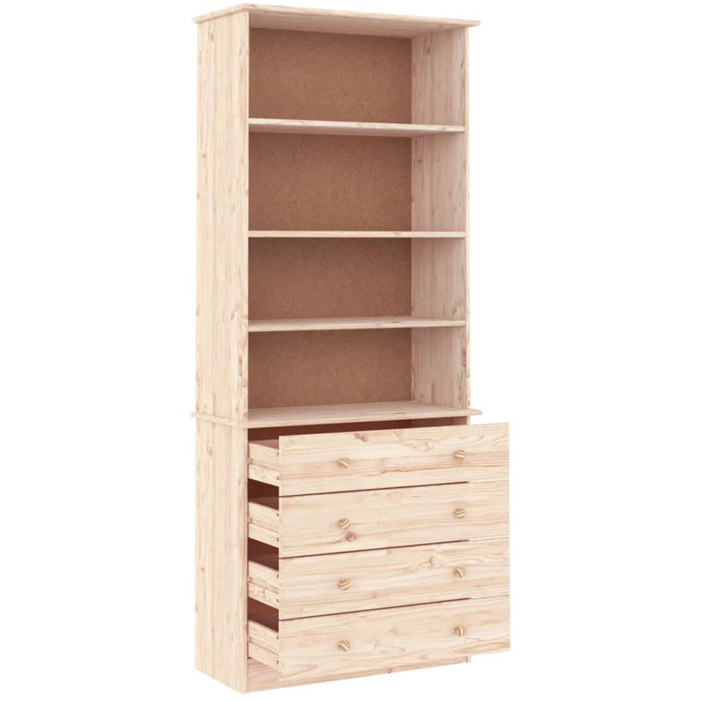 vidaXL Alta 5 Drawer 5 Shelf Natural Solid Pine Wood Bookcase Image 4