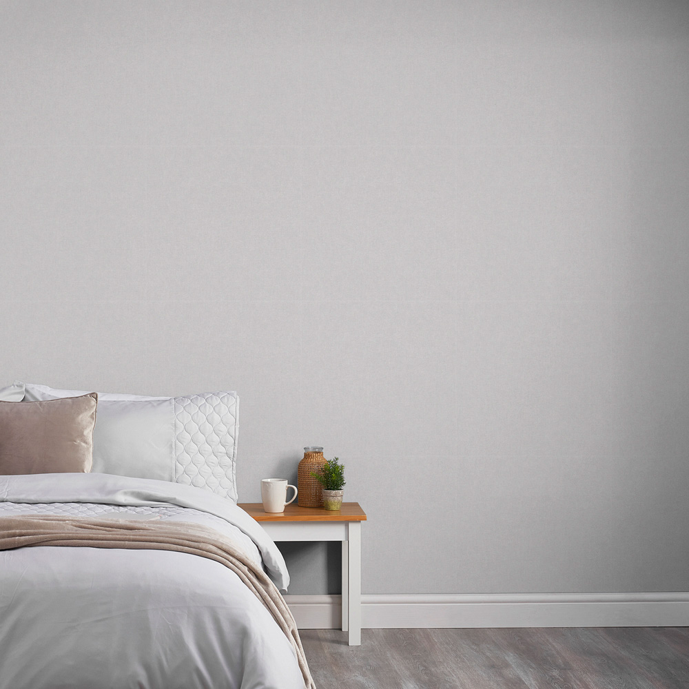 Grandeco Panama Linen Fabric Grey Plain Wallpaper Image 3