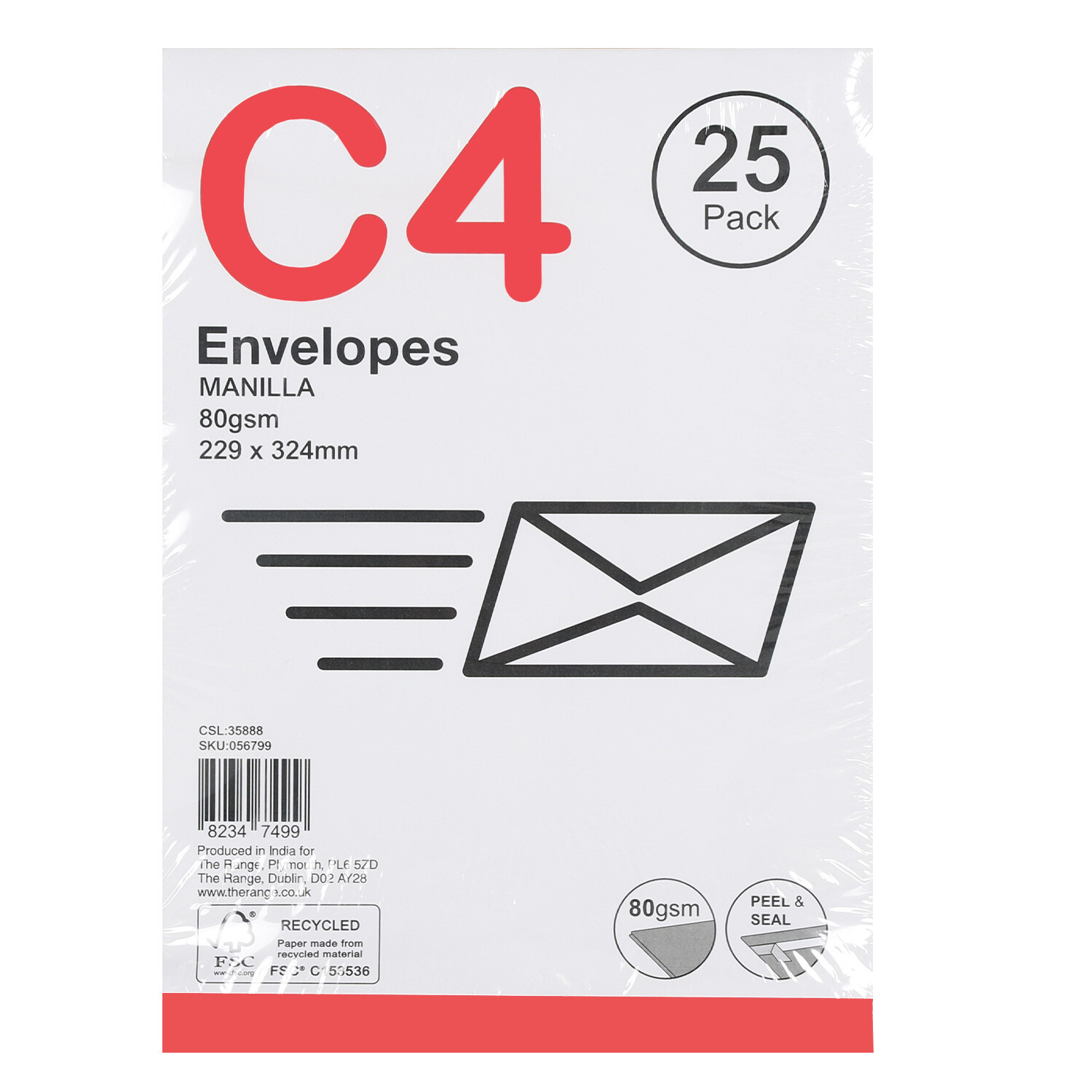 C4 Peel and Seal Envelopes - Manilla Image