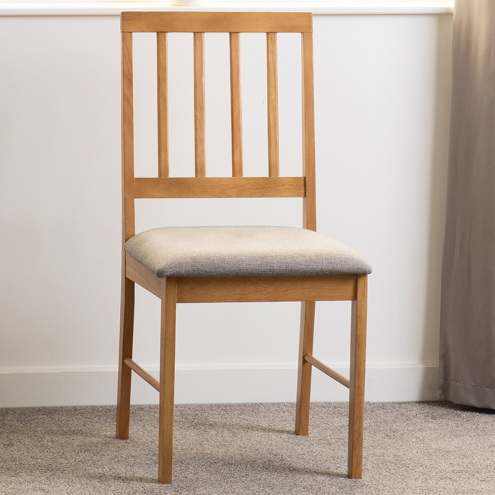 Seconique Austin Set of 2 Grey Fabric Oak Effect Dining Chair Image 1