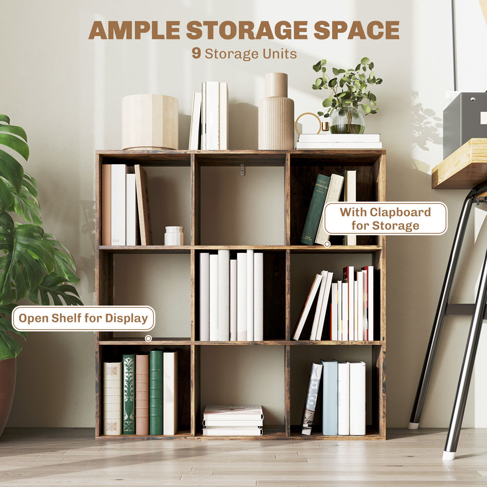 HOMCOM 9 Cube Rustic Brown Storage Unit Image 8