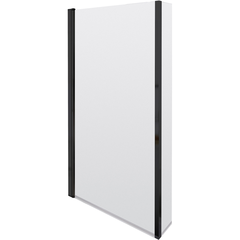 nuie Matt Black Square Bath Screen with Fixed Return 808mm Image 1