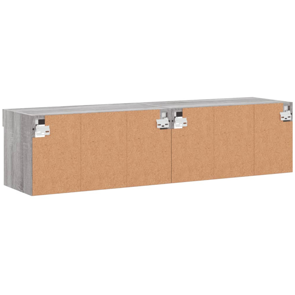 vidaXL Single Shelf Grey Sonoma Wall Mounted TV Cabinet with LED Lights Set of 2 Image 5