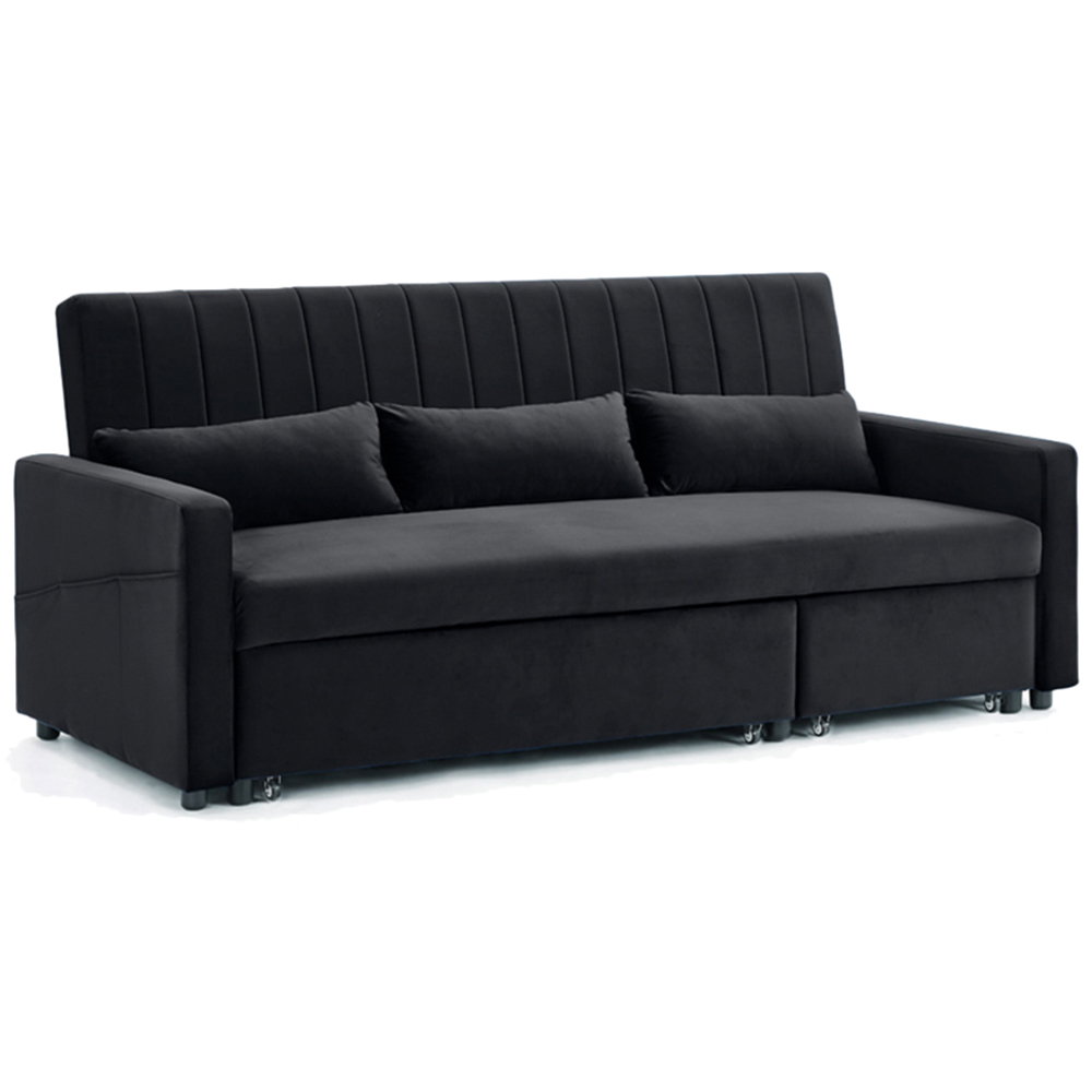 Home Detail Devon Double Sleeper Black Velvet Pull Out Sofa Bed | Wilko