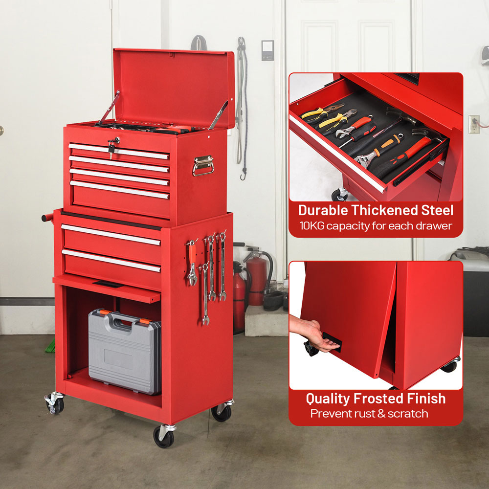 Costway 6 Drawer Red Detachable Tool Storage Cabinet Image 5