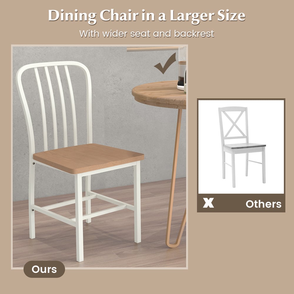 Costway Set of 2 White Dining Chair with Footrest Image 7