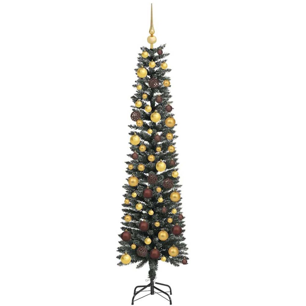 vidaXL Pre-Lit Gold Baubles Green Artificial Christmas Tree 6ft Image 4