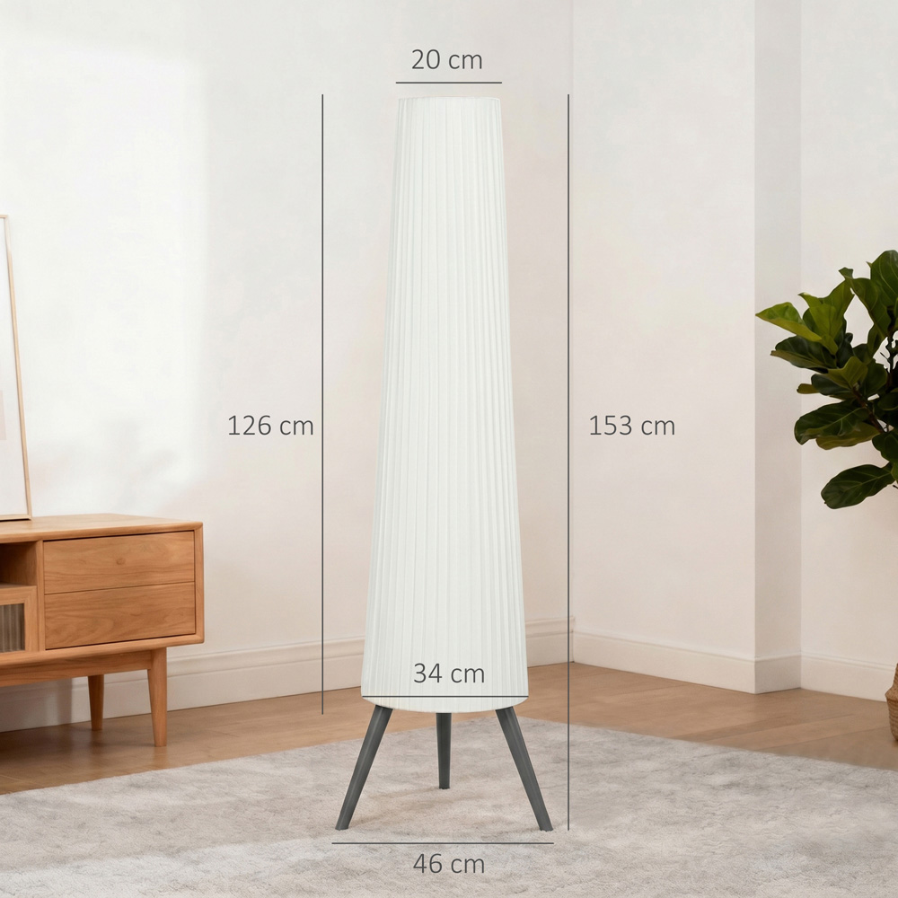 HOMCOM White Dimmable Tripod Floor Lamp with Grey Wood Legs Image 9
