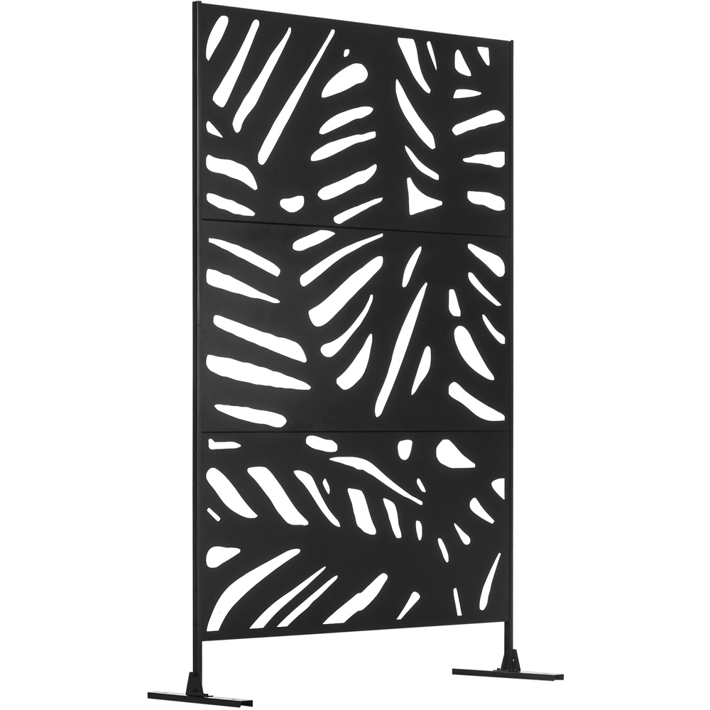 Outsunny Black Metal Outdoor Privacy Screen with Stand 6.4ft Image 2