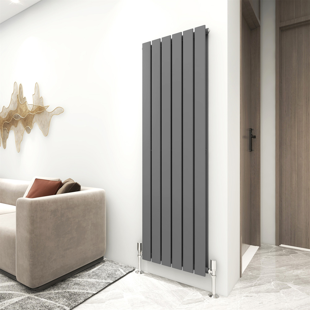 Anthracite 5194 BTU Double Flat Panel Vertical Column Radiator 1600 x 408mm Image 2