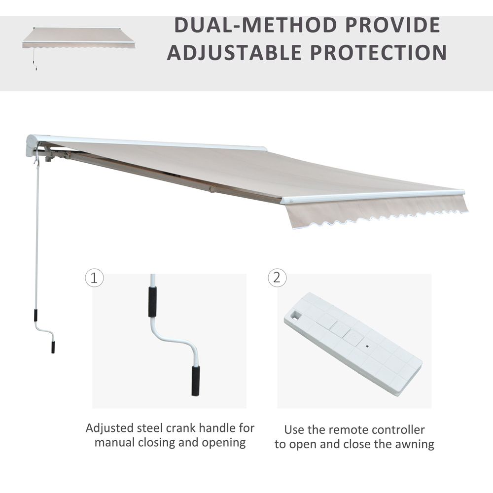 Outsunny Cream Manual and Electric Retractable Awning 2.95 x 2.5m Image 4