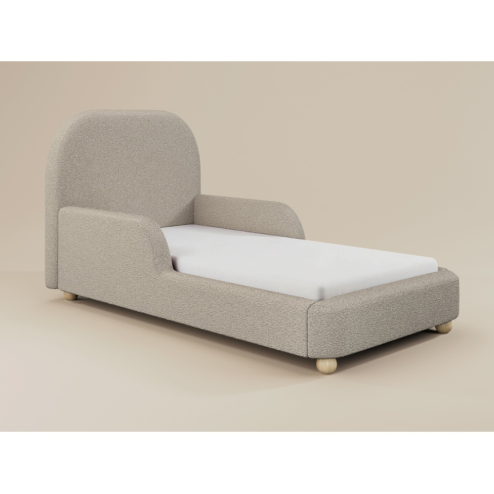 Flair Kira Single Beige Boucle Upholstered Single Bed with Curved Headboard Image 2