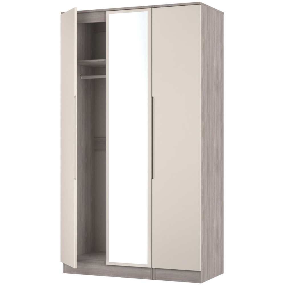 Crowndale Milan 3 Door Kashmir Gloss and Grey Oak Tall Mirrored Wardrobe Ready Assembled Image 5