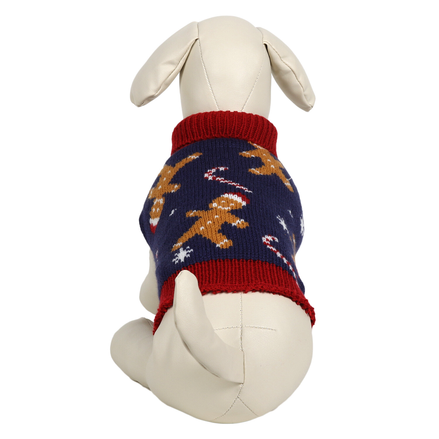 Gingerbread Knitted Pet Jumper - Navy / 25cm Image 1