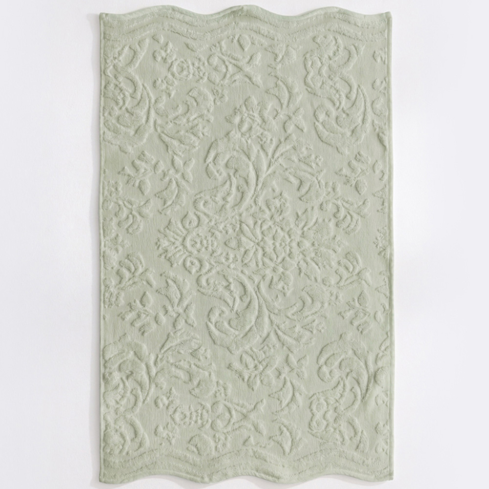 Allure Bath Fashions Gracie Sage Green Floral Jacquard Scalloped Bath Sheet 100 x 150cm Image 3