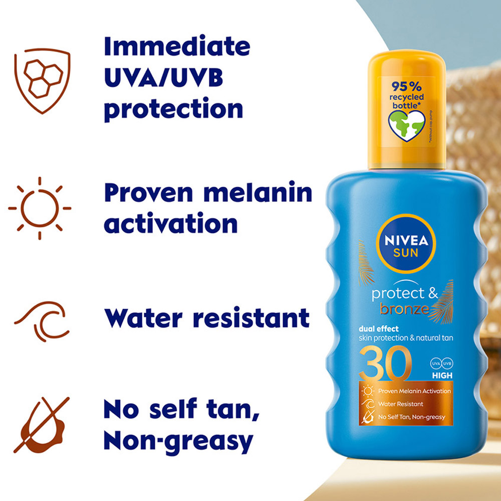 Nivea Sun Protect and Bronze Tan Activating Sun Cream Spray SPF30 200ml Image 4