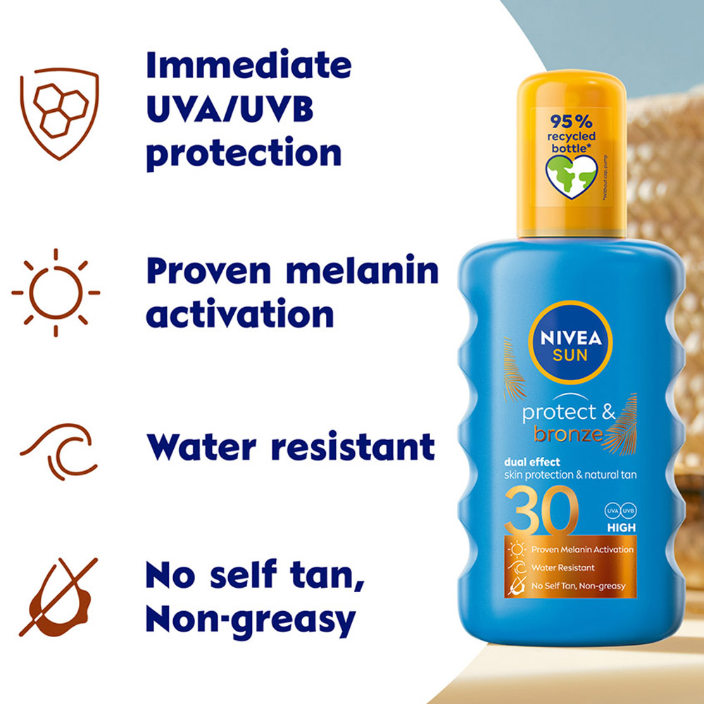 Nivea Sun Protect and Bronze Tan Activating Sun Cream Spray SPF30 200ml