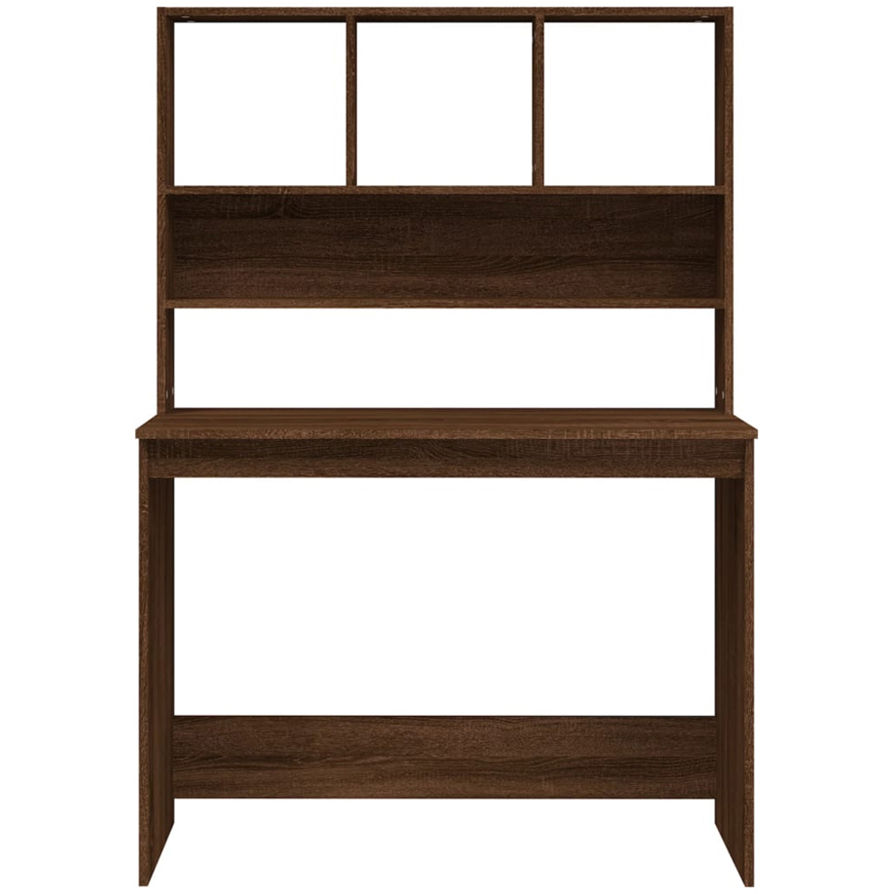 vidaXL 4 Shelf Computer Desk Brown Image 4
